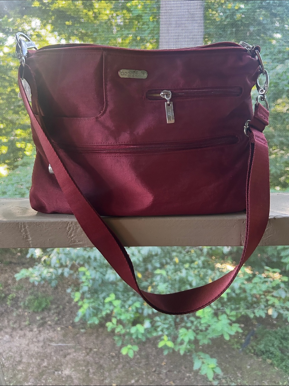 Baggallini Wine Red Crossbody Bag with Adjustable Strap